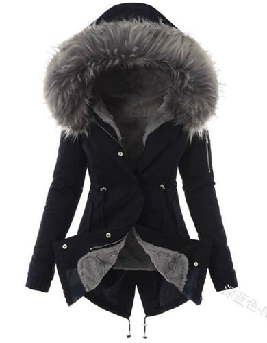 Drune | Fleecegefütterter Winterparka Kapuzenmantel mit Fellbesatz