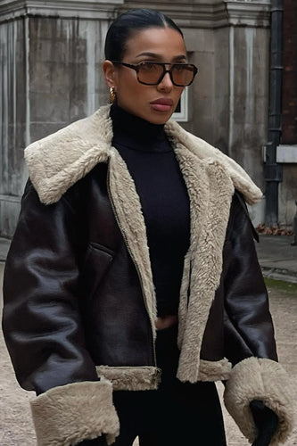 Drune | Kunstleder Shearling Jacke Übergröße Schnitt
