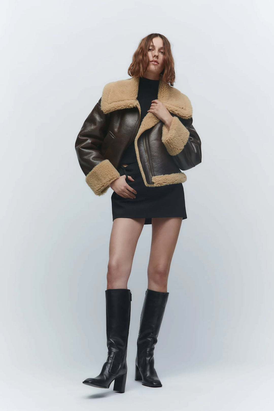 Drune | Kunstleder Shearling Jacke Übergröße Schnitt