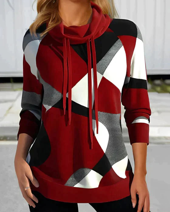 Drune | Hoodie Mit Hohem Kragen Und Kontrastfarbe