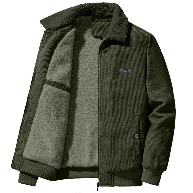 Drune | Herren fleecegefütterte gerippte Winterjacke mit hohem Kragen