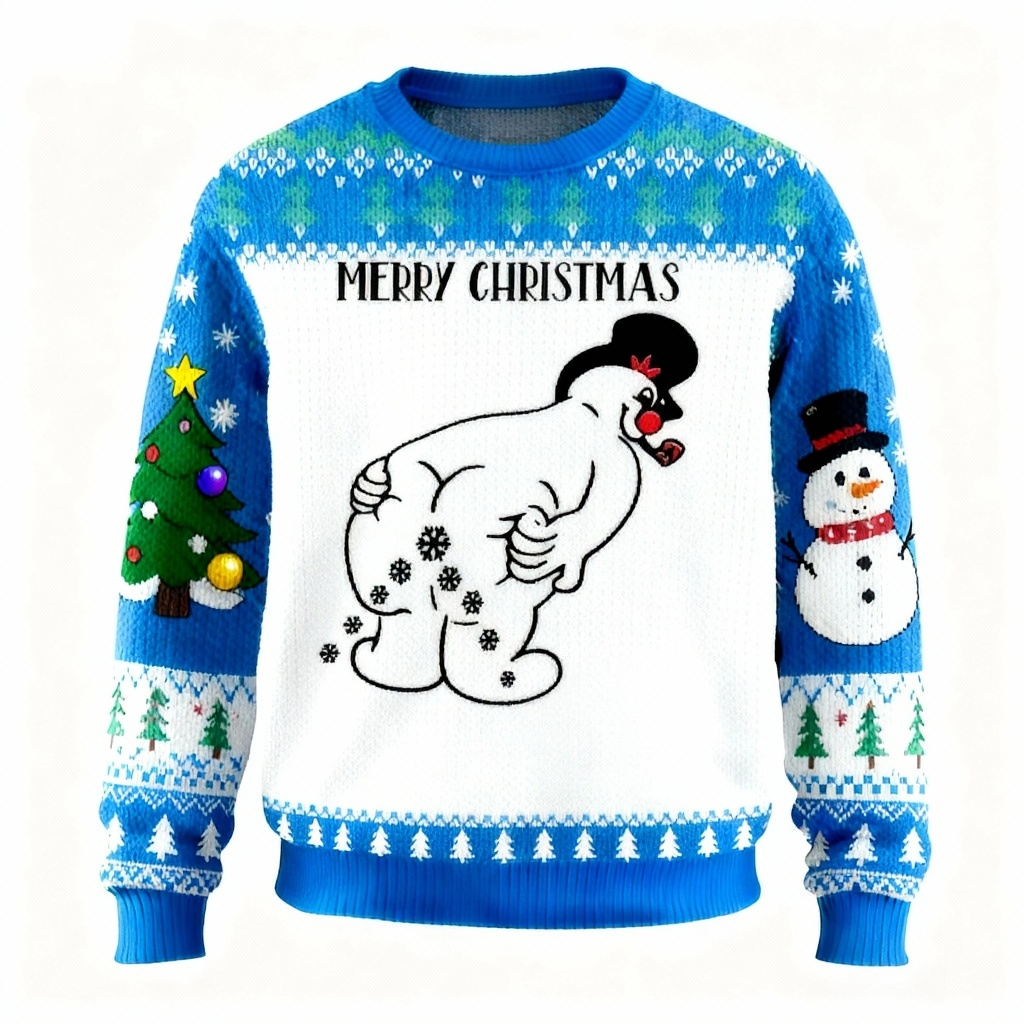 Drune | Zany Schneemann Muster Druckpullover - Hässlicher & Gemütlicher Unisex Pullover