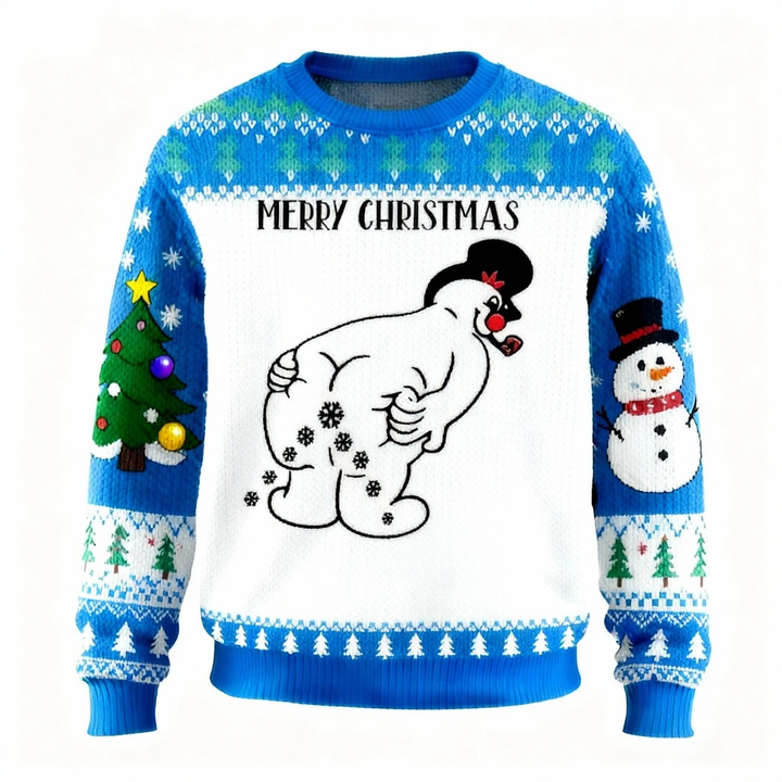 Drune | Zany Schneemann Muster Druckpullover - Hässlicher & Gemütlicher Unisex Pullover