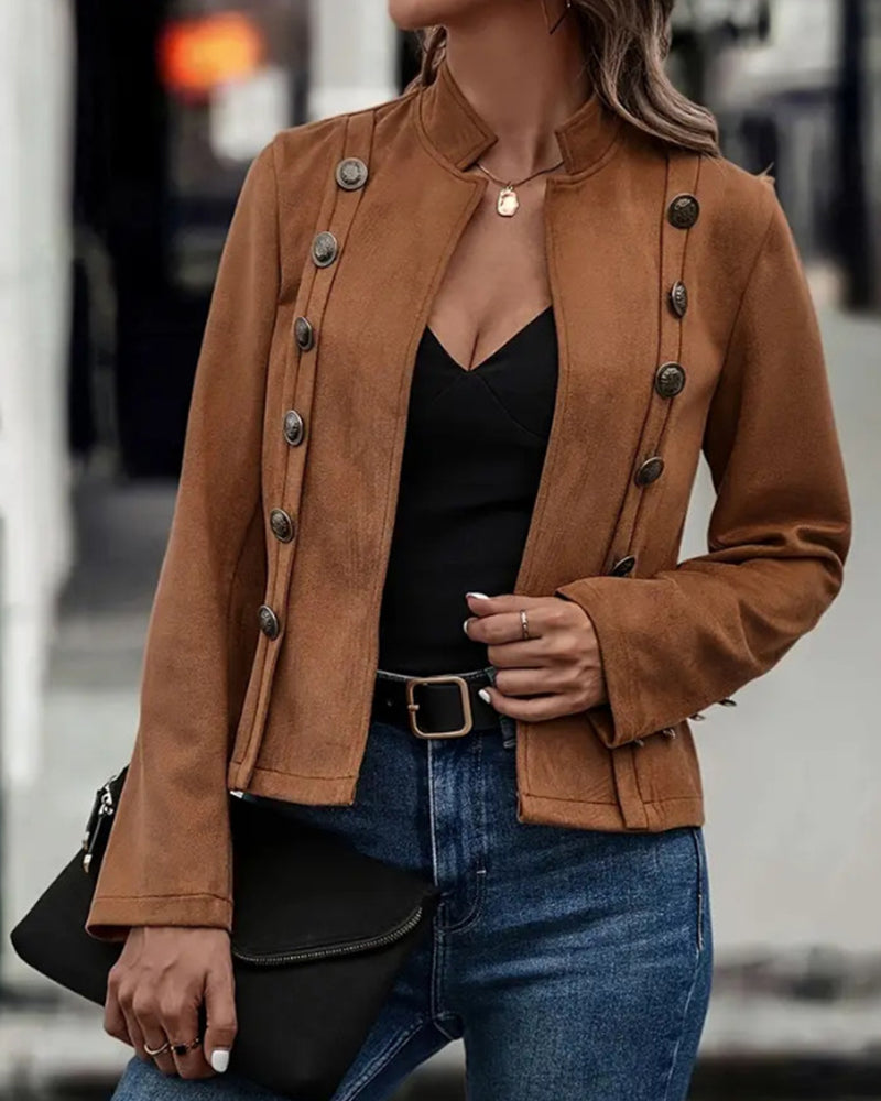 Drune | Stilvolle doppelreihige einfarbige Jacke