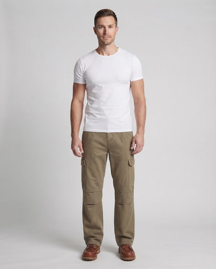 Herren Relaxte Utility‑Cargo‑Palazzo‑Hose mit gestuften Kniepaneelen Drune