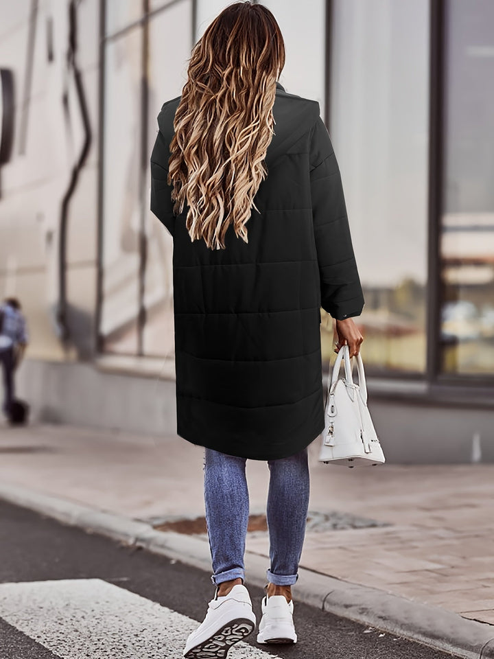 Drune | Stylischer Puffer Schwarzer Wintermantel mit Kapuze und Polsterung Ideal für Herbst/Winter