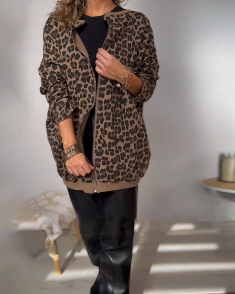 Drune | Lockeres Sweatshirt mit Leopardenmuster