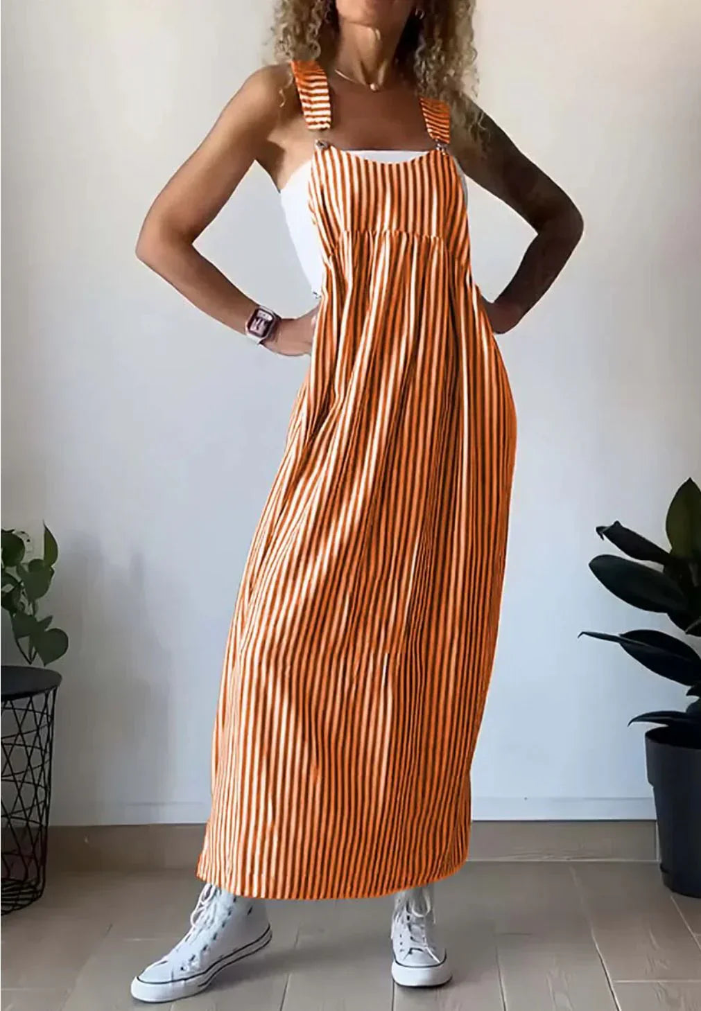 Drune | Leichte Latzkleid mit Streifen