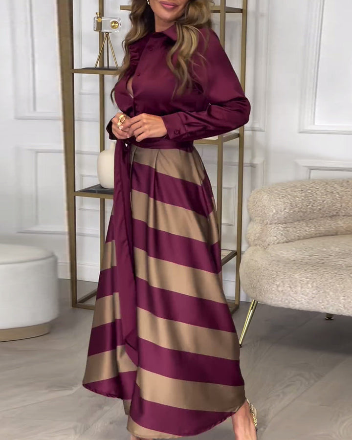 Drune | Kleid mit Streifenmuster und Reversriemen