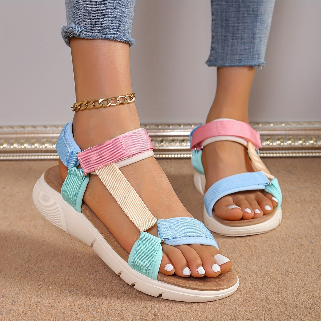 Drune | Damen Sandalen: Farbblock, Rutschfest, Elegant, Leicht, Outdoor, Sommer
