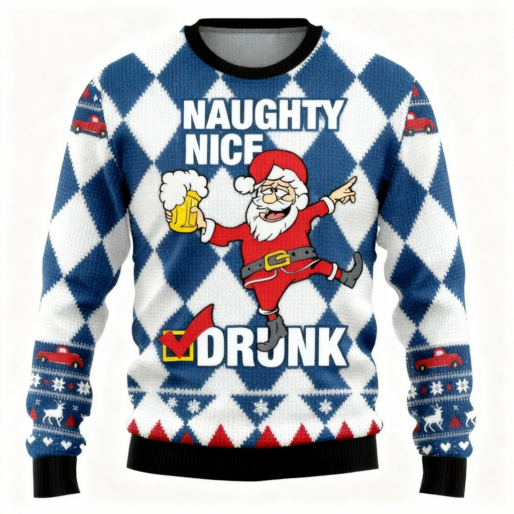 Drune | Hässlicher Weihnachts-Pullover Party [2025] | Lustiges Weihnachtsmann Design Edition