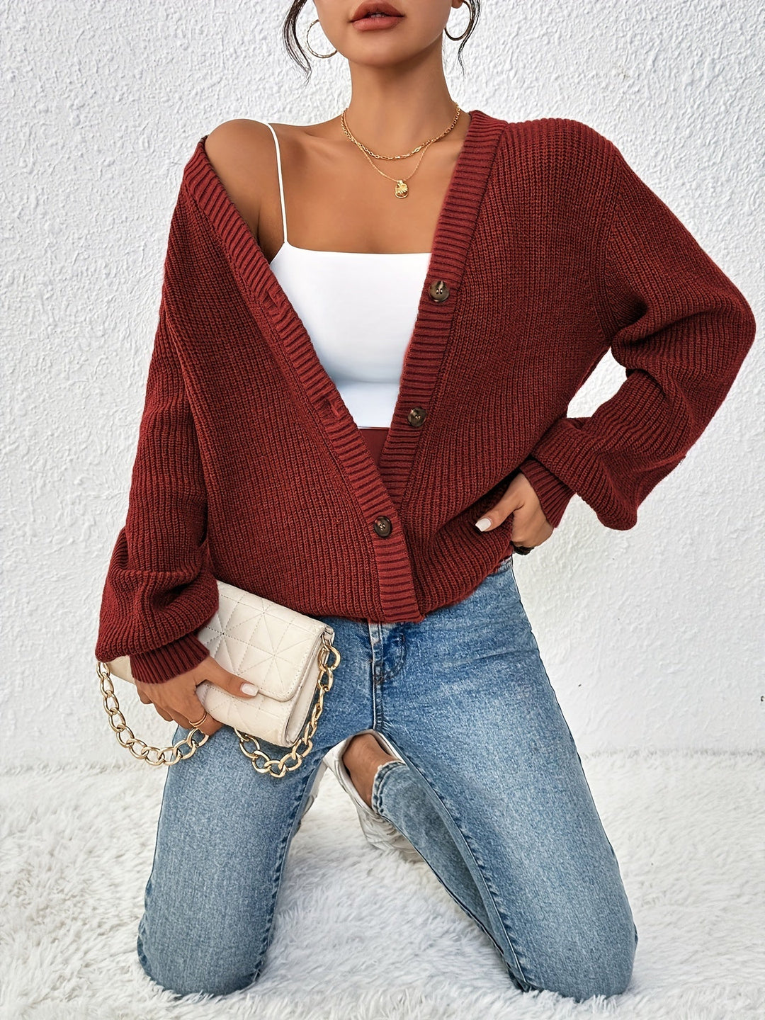 Drune | warmer Strickwaren-Woll-Sweater-Cardigan für Damen - Ideal für jede Jahreszeit