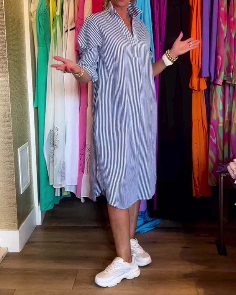Drune | Gestreiftes Hemdkleid In Lässiger Passform