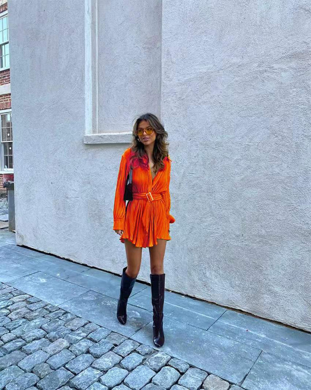 Drune | Langärmeliges Kleid mit Schnürsenkeln und elastischer Taille