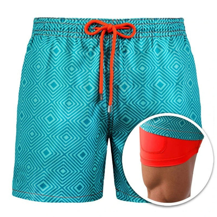 Drune | Bedruckte Herren Badeshorts Mit Doppelter Schicht Für Den Sommer