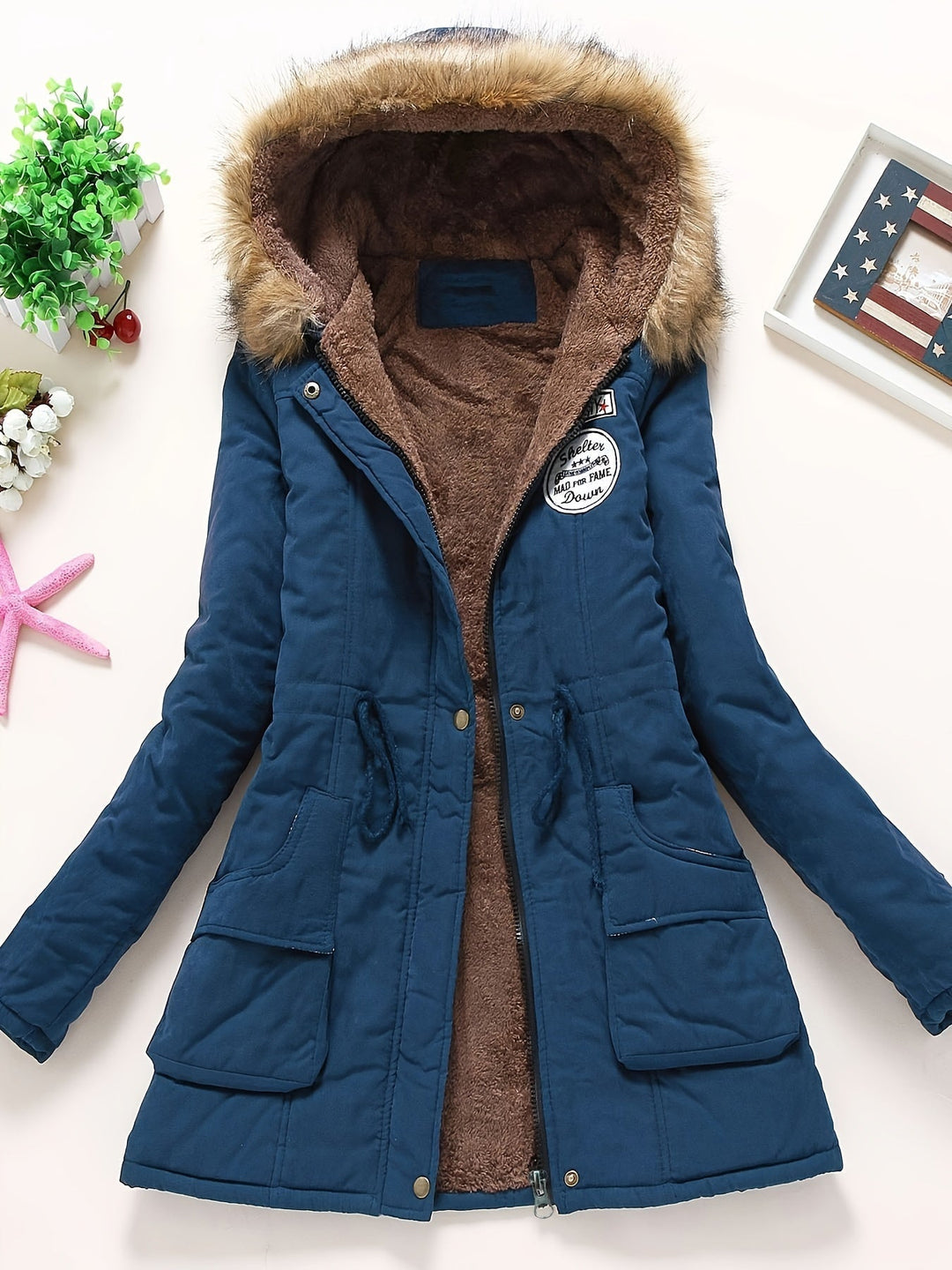 Drune | Warme Winterjacke mit Fleece-Futter und Kapuze für Frauen - Ideale für Herbst/Winter