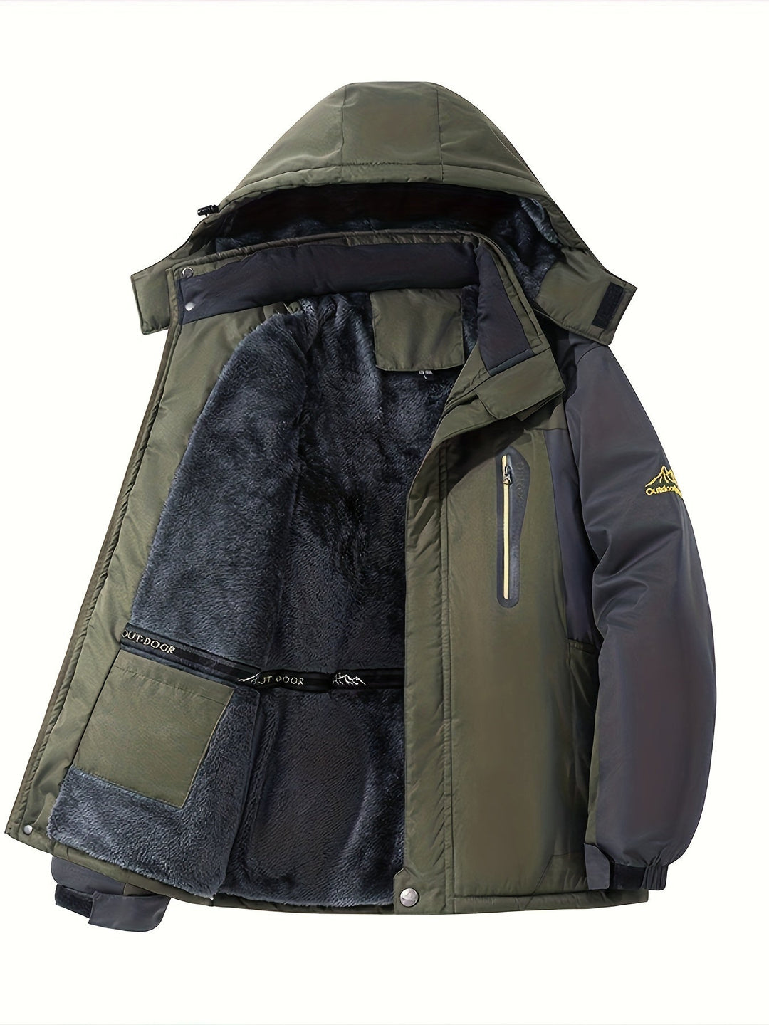 Drune | Winterjacke mit Tasche und Fleece-Lapelle und Knopfverschluss für Herren - Perfekt für Outdoor-Aktivitäten