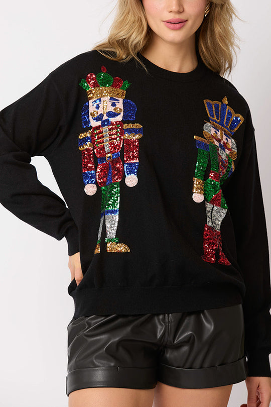 Drune | Weihnachtssoldat Pailletten Mode Lässiger Sweatshirt