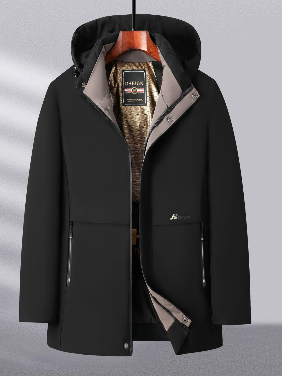 Drune | Herren Steppwintermantel mit Kapuze - Warme Jacke mit Reißverschluss und Taschen