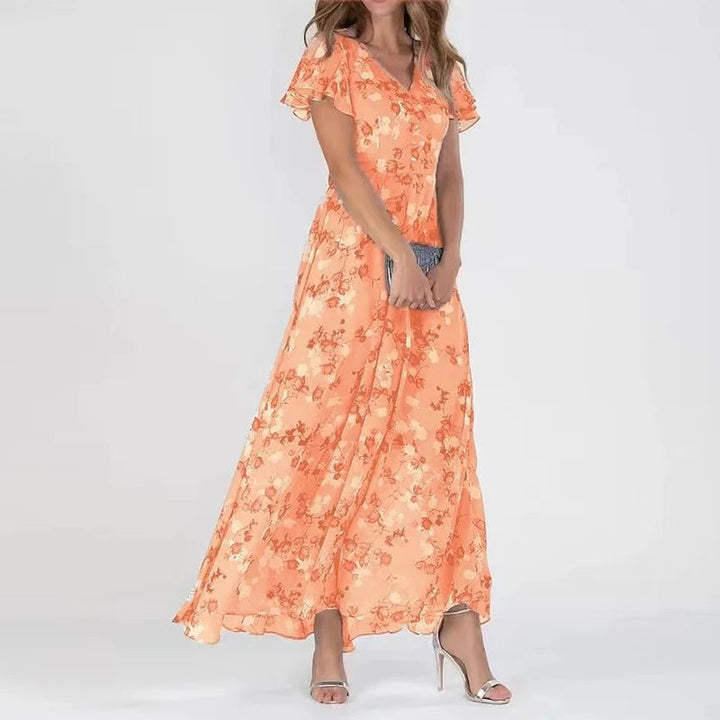 Drune | Elegante Blumen Chiffon Kleid