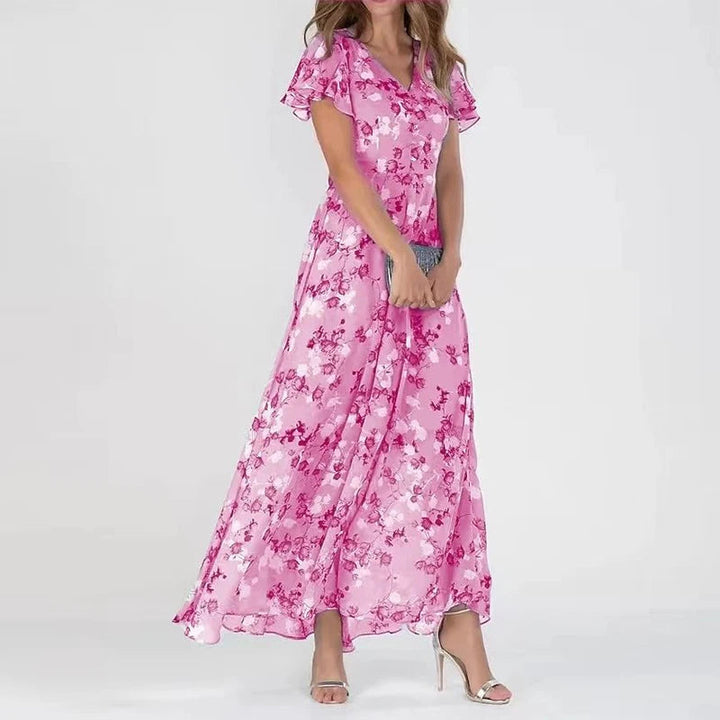 Drune | Elegante Blumen Chiffon Kleid