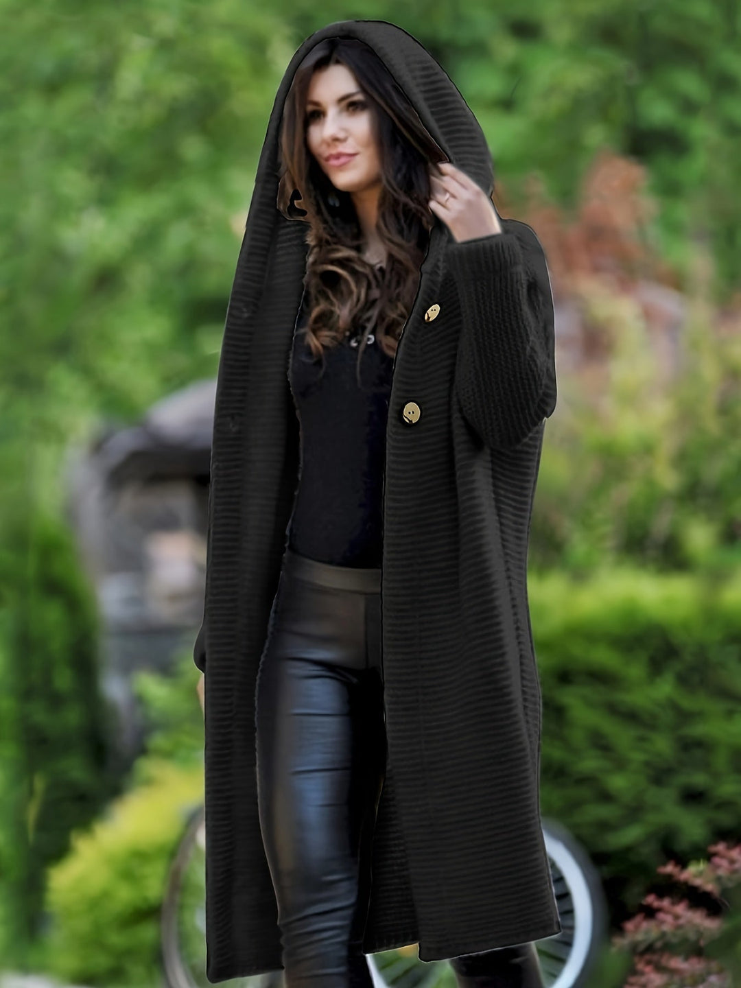 Drune | Damen Freizeit Strickjacke Mit Kapuze Und Langen Ärmeln