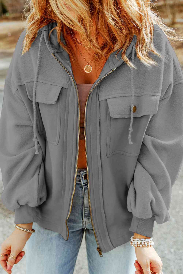 Drune | Hoodie - lässige Damenjacke mit Reißverschluss und Brusttaschen