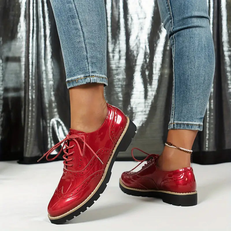 Drune | Lackschuhe Im Oxford-Stil mit Klobiger Sohle für Damen