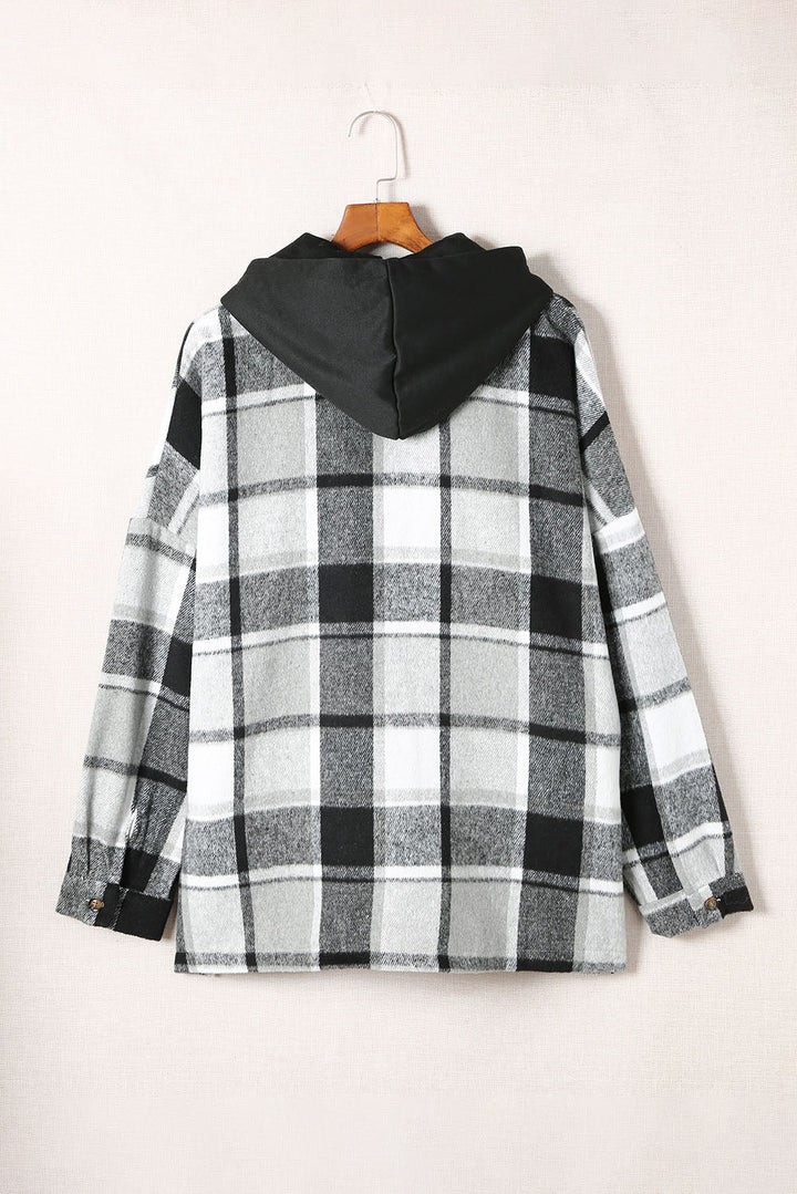 Drune | Gitterhemdenjacke mit Kapuze Polyester Lässig und Trendy