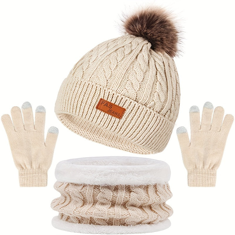 Drune | Lässiges Winter Essential Mütze und Handschuh Set für Frauen