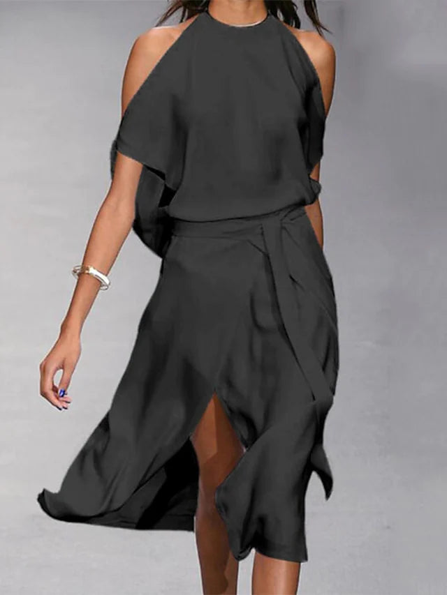 Drune | Lässiges Off-Shoulder Midi-Kleid