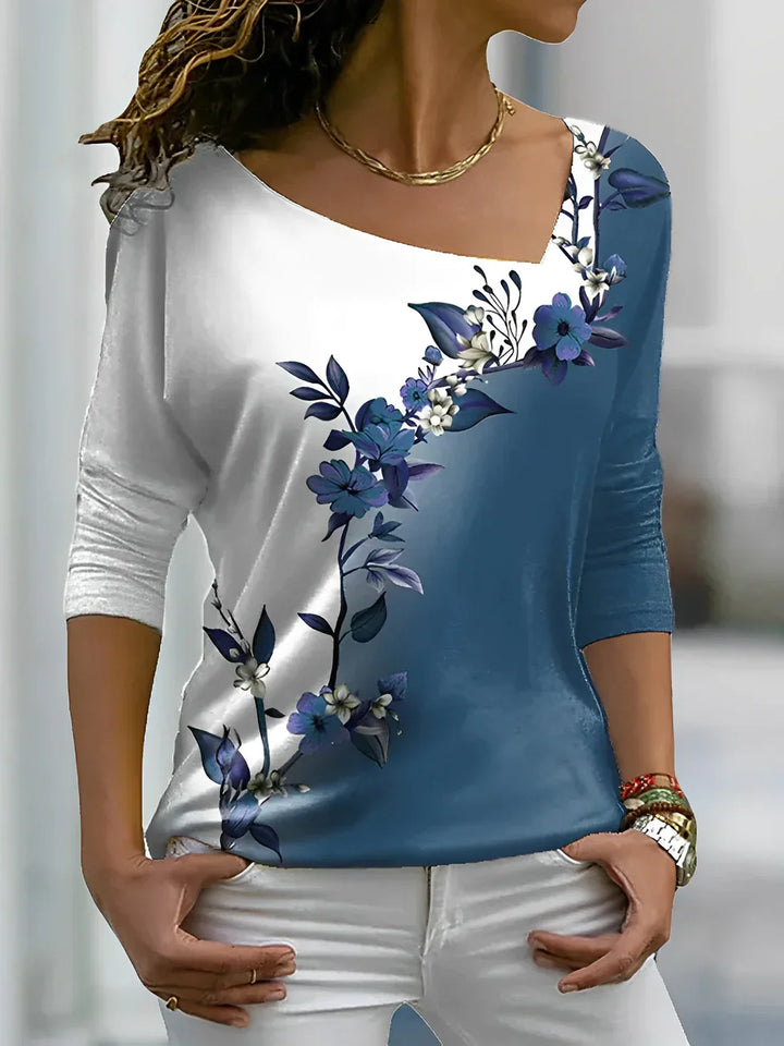 Drune - Florales kontrastfarbiges Art Shirt