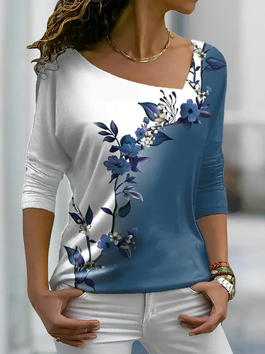 Drune - Florales kontrastfarbiges Art Shirt