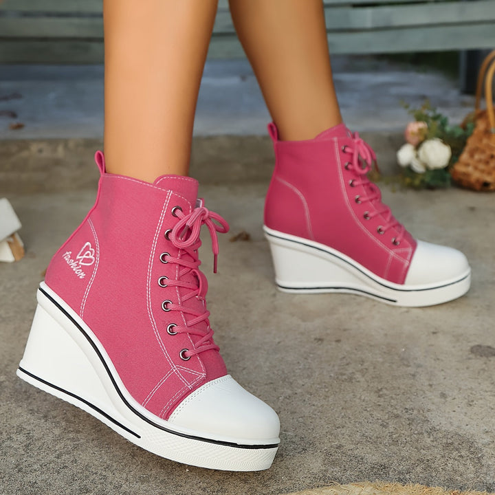 Drune | Einfache Canvas Stiefeletten Mit Liebesmotiv