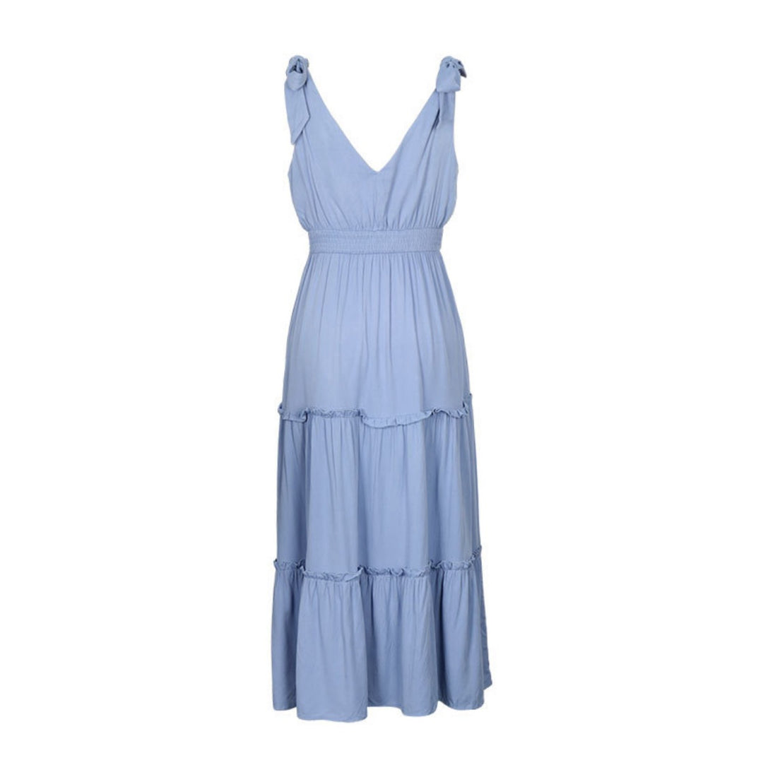 Drune | Solide Farbe Strumpfhalter Pilz Rand hohe Taille Kleid