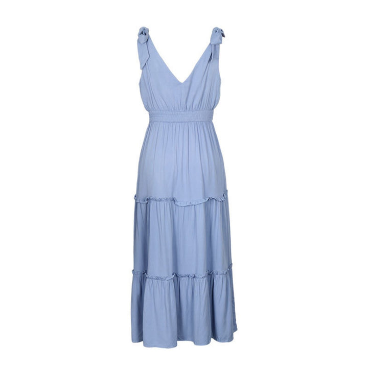 Drune | Solide Farbe Strumpfhalter Pilz Rand hohe Taille Kleid