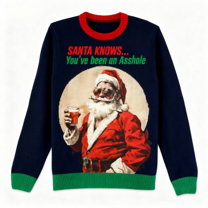 Drune | Null Scham, Alles Spiel: Lustiger Weihnachtsmann Druck Hässlicher Weihnachts-Pullover