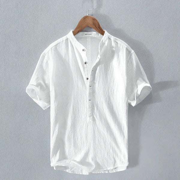 Drune | Casual Henley T Shirt mit Knopfleiste und Kurzarm