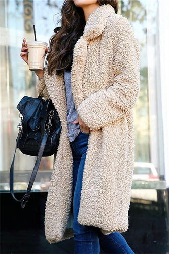 Drune | Faux Fur Langmantel Beige