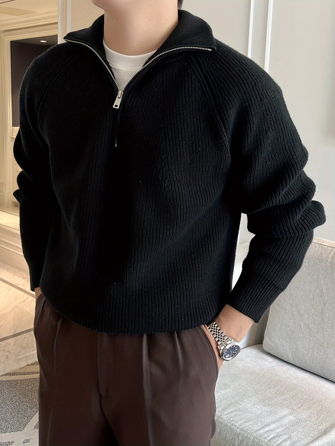 Drune | Lässiger Pullover mit Reißverschluss für Männer