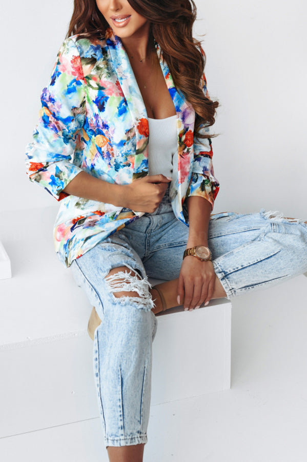 Drune | Freie und Echte Florale Revers Freizeitanzug Blazer