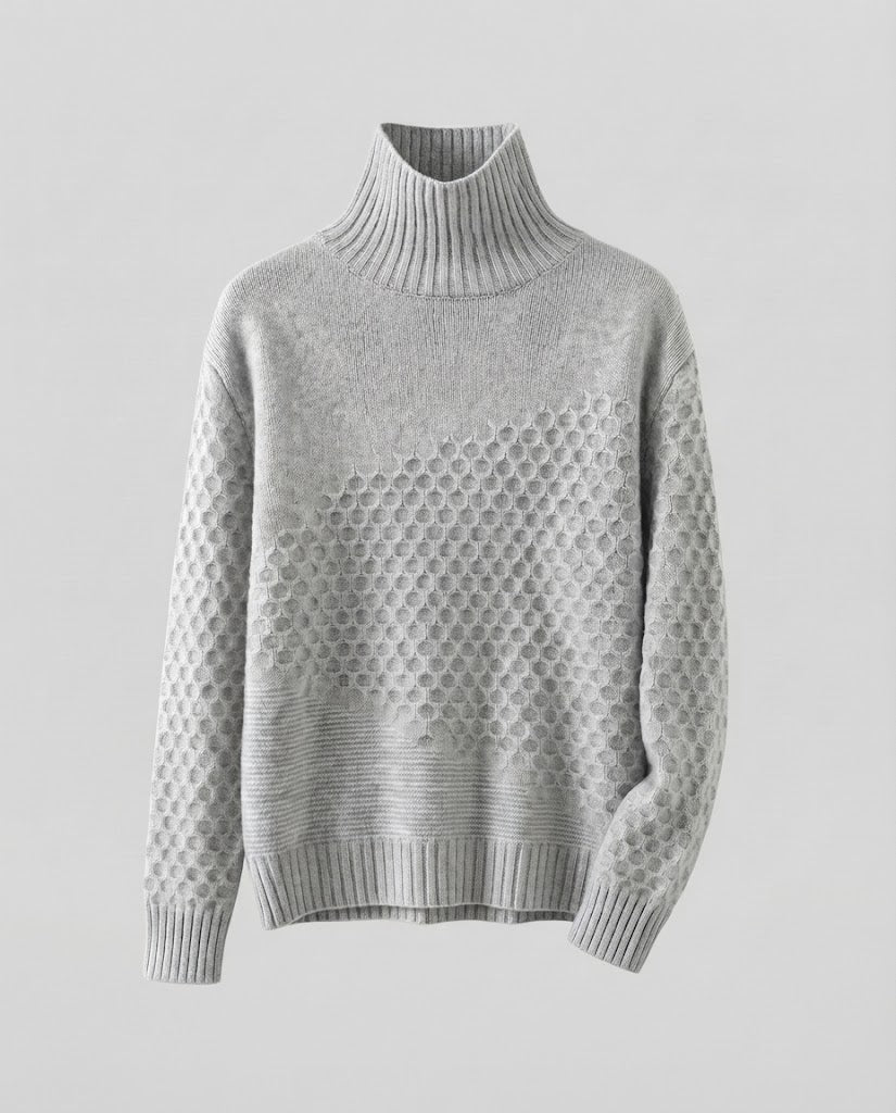 Damen Feiner Rollkragenpullover im Mohair‑Look mit Wabenstruktur Drune