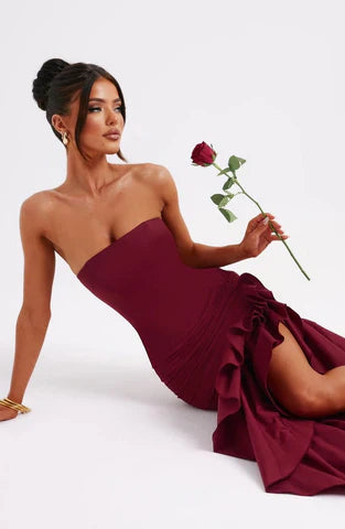 Drune | Ärmelloses Maxikleid Mit Schlitz Und Rüschen Für Frauen