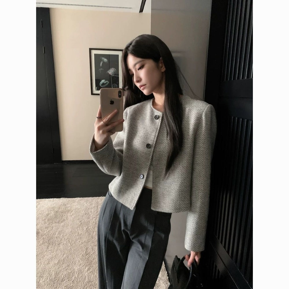 Drune | cropped Blazerjacke mit Knöpfen vorne für Damen - Silvia