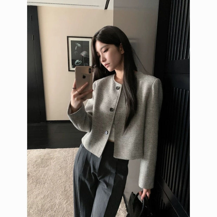 Drune | cropped Blazerjacke mit Knöpfen vorne für Damen - Silvia