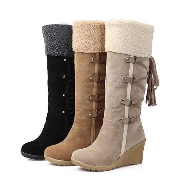 Drune - Stylische Damen hohe Schneestiefel mit Schnürdesign