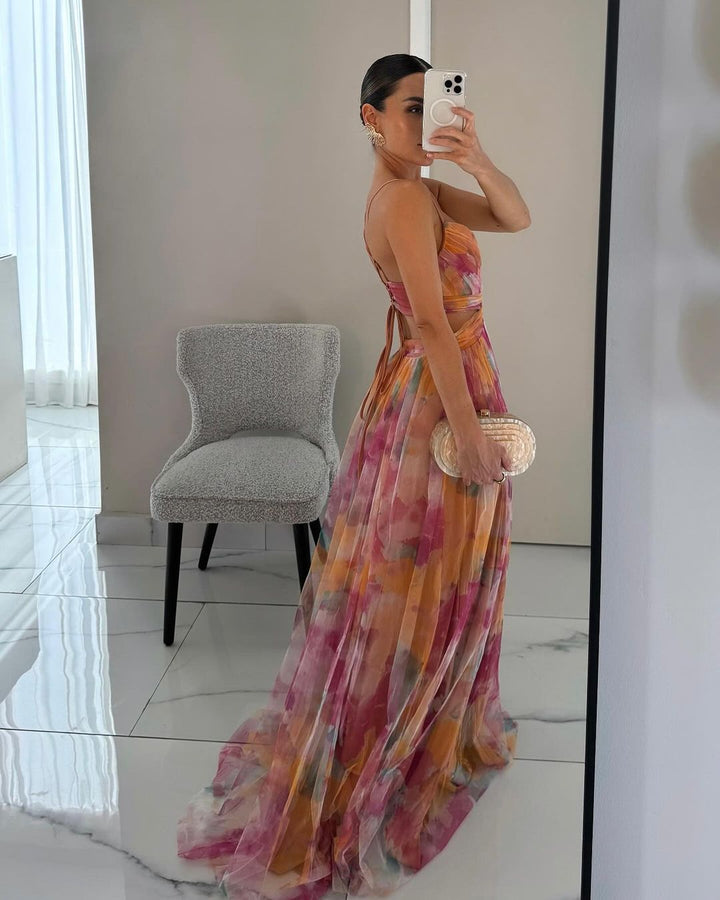 Drune | Elegante Maxikleid Im Schönem Blumenmuster