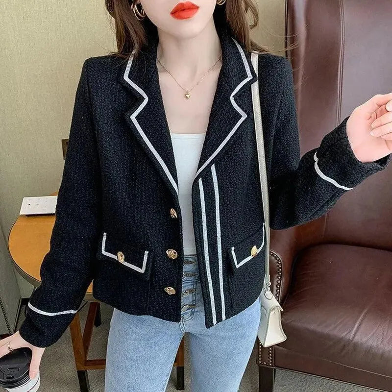 Drune | Klappentas Knopf Kurz Tweed Jacke Frauen