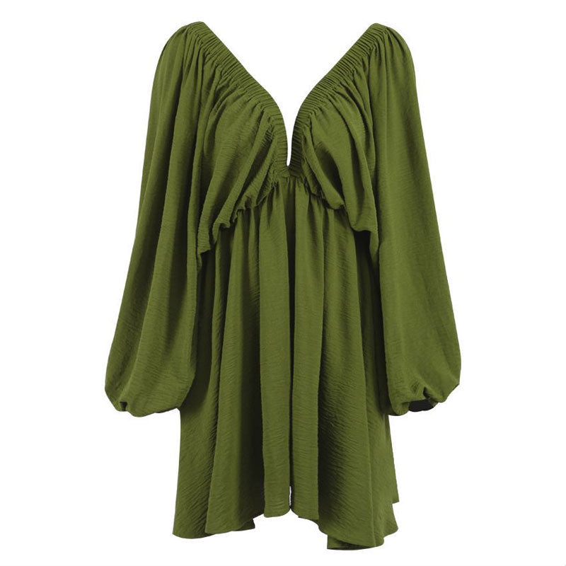 Drune | Gerafftes Minikleid mit Schmetterlingsärmeln