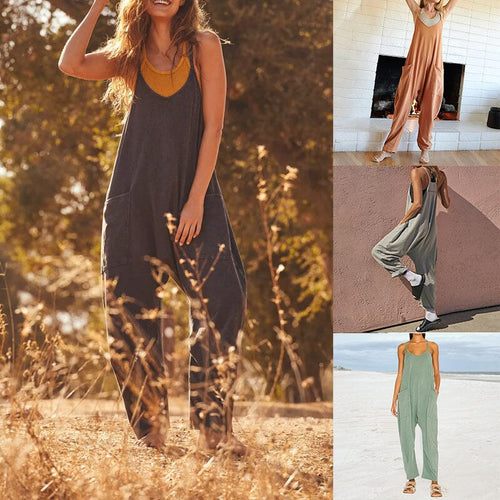 Drune | Locker Weites Bein Ärmelloser Jumpsuit Für Damen